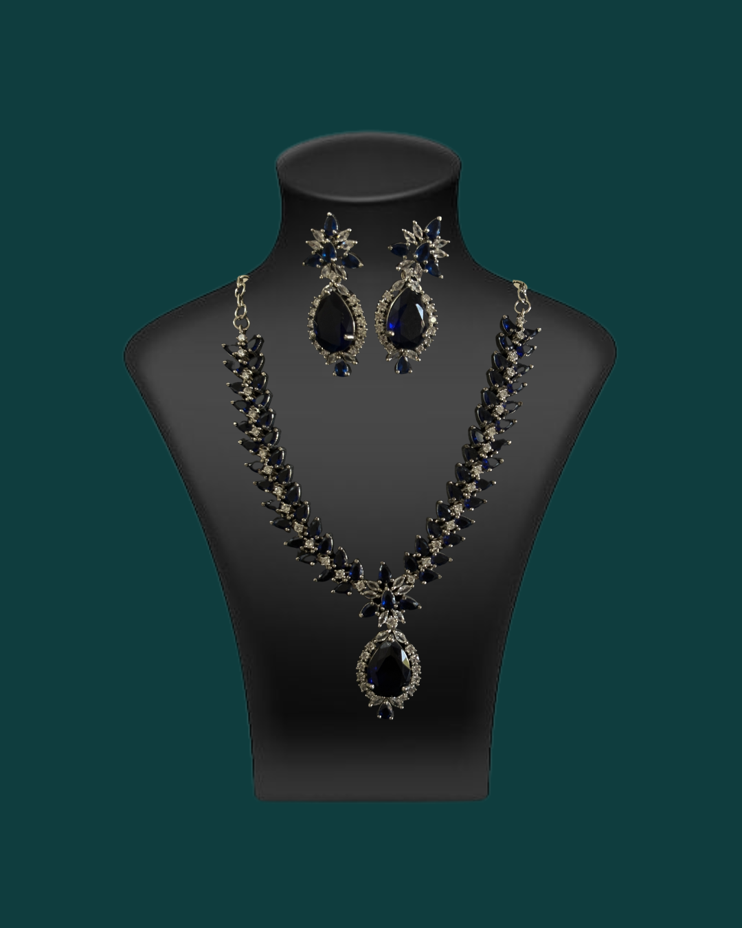 Sapphire Blue Crystal Necklace & Earring Set