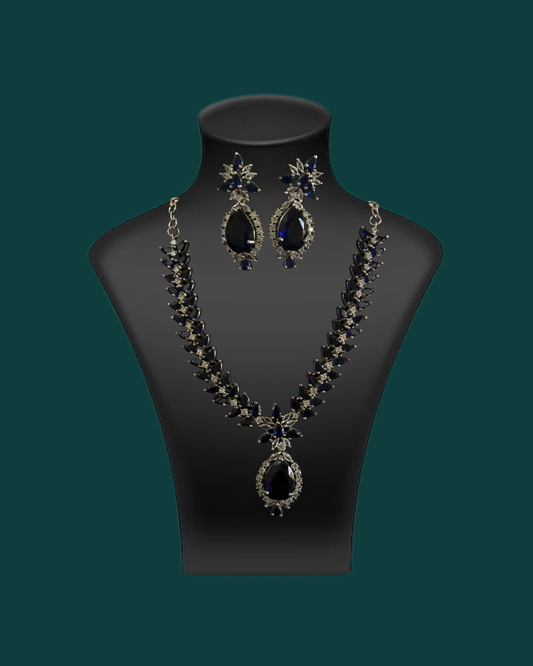 Sapphire Blue Crystal Necklace & Earring Set