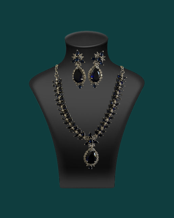 Sapphire Blue Crystal Necklace & Earring Set