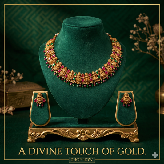 Traditional South Indian Jewelry Set with Earrings