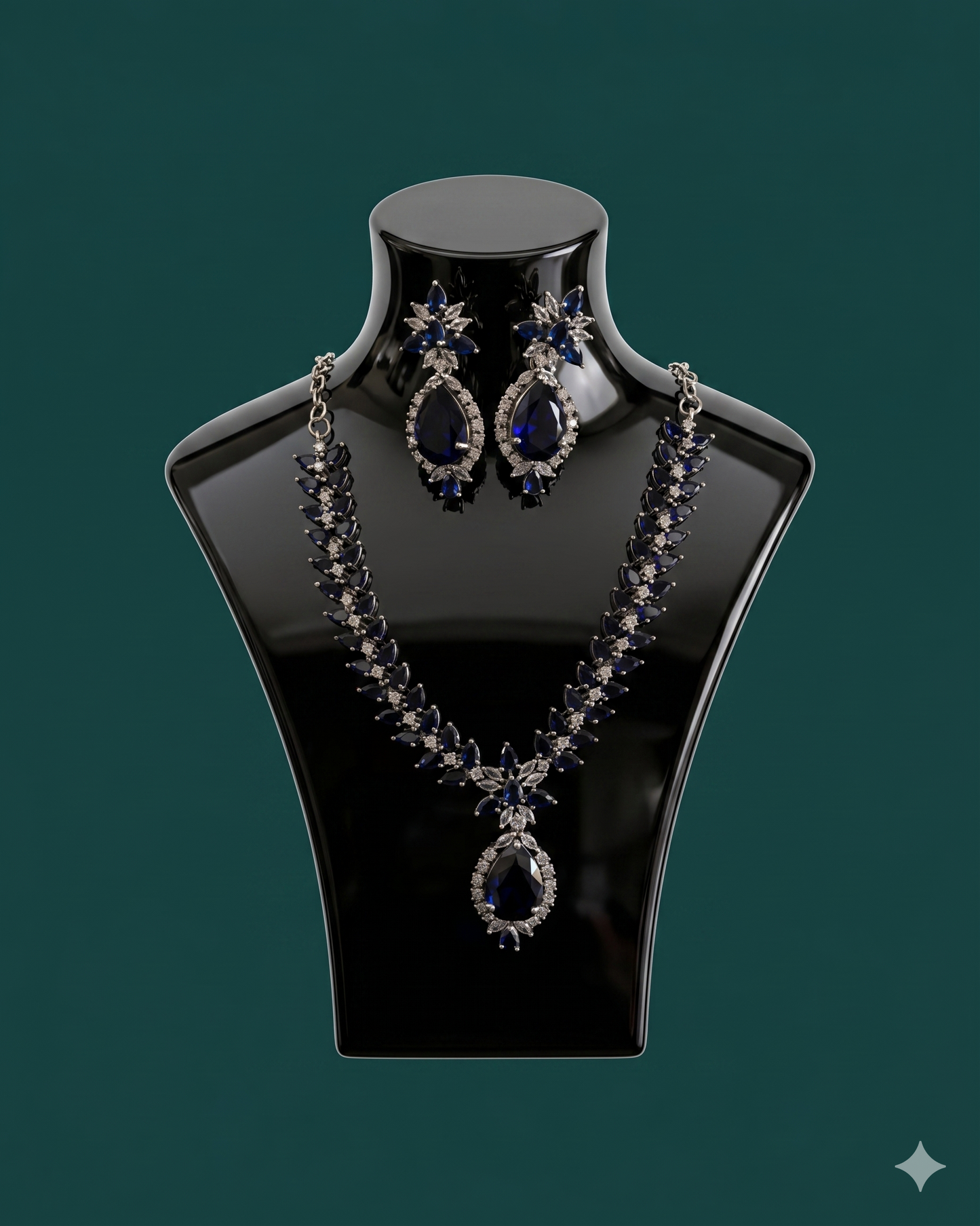 Sapphire Blue Crystal Necklace & Earring Set