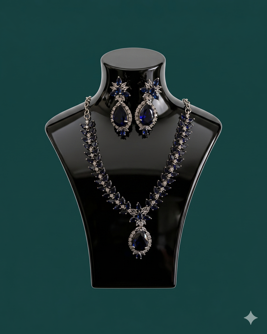 Sapphire Blue Crystal Necklace & Earring Set