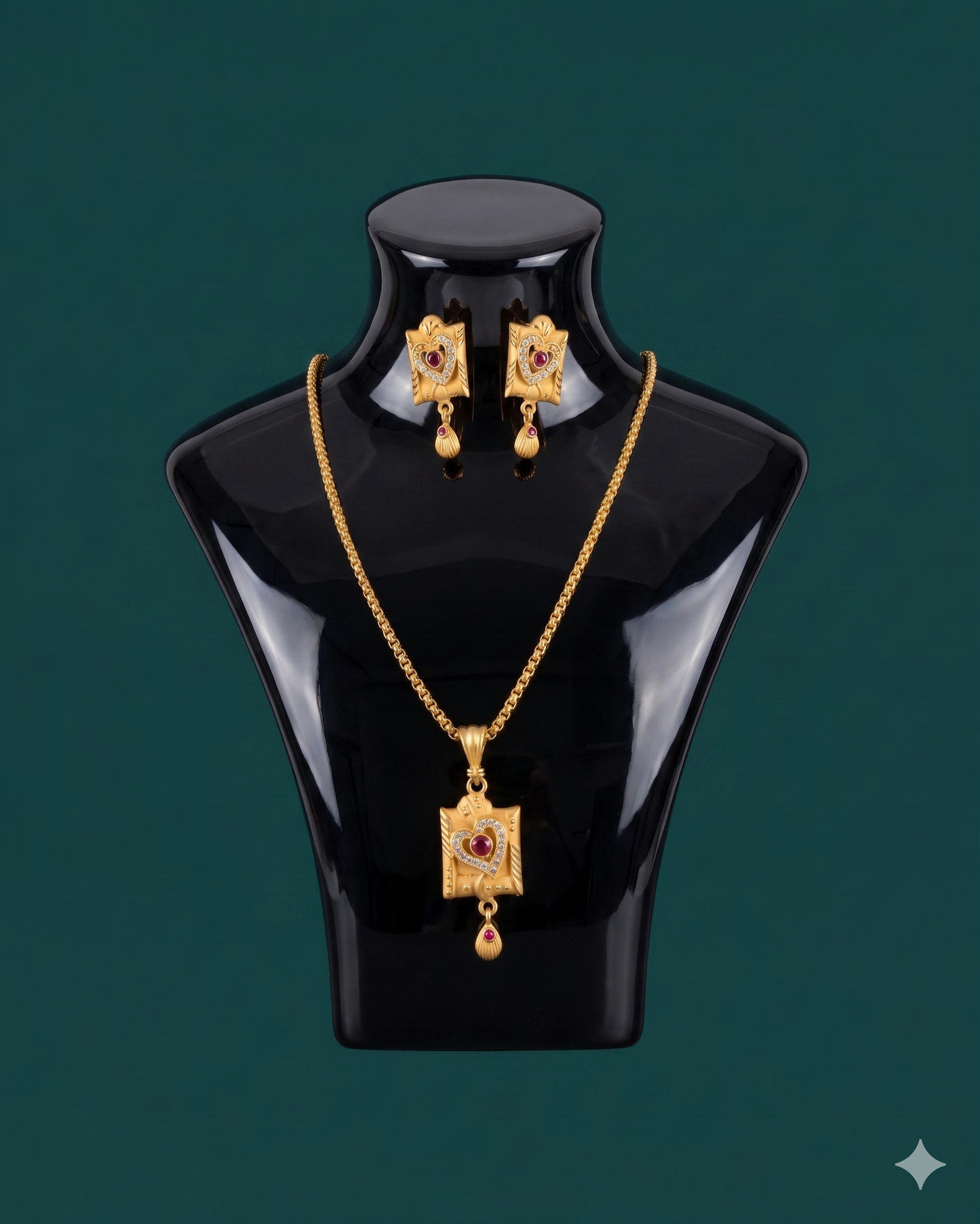 Golden Heart Charm Set - Fashion Jewelry Chain Type - 18 ct Gold plated stainless steel