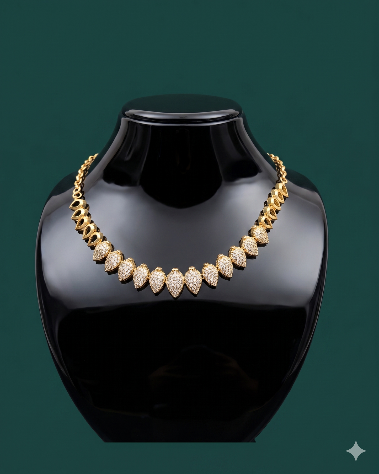 Diamond Pavé Leaf Cascade Gold Necklace