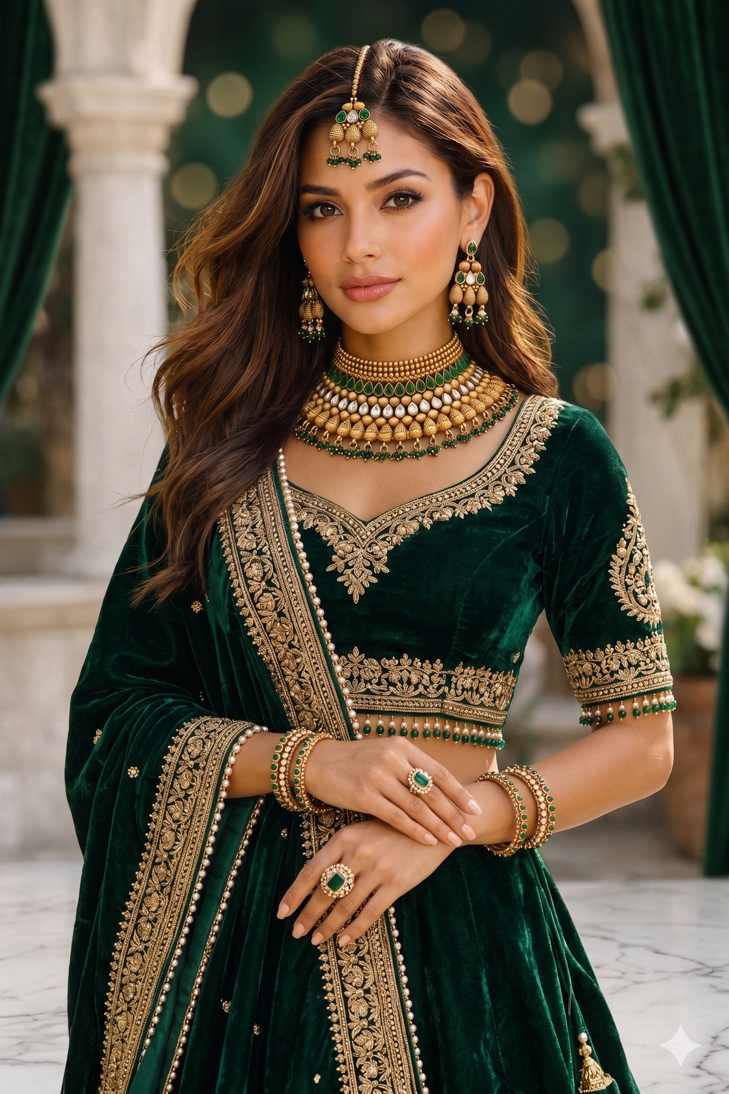 Royal Emerald Heritage Choker Set – Timeless Elegance in Every Detail