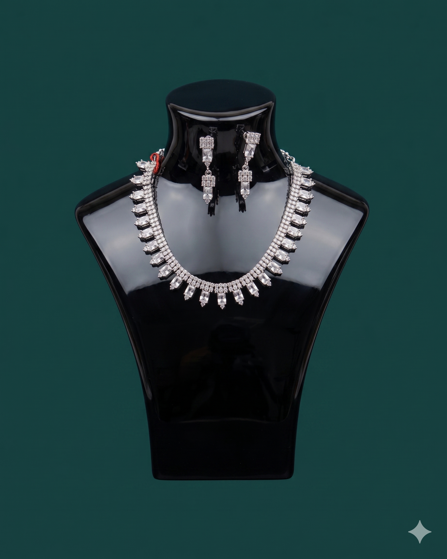Dazzling Diamond-Look CZ Fringe Necklace Set – Luxury Silver Statement Jewelry