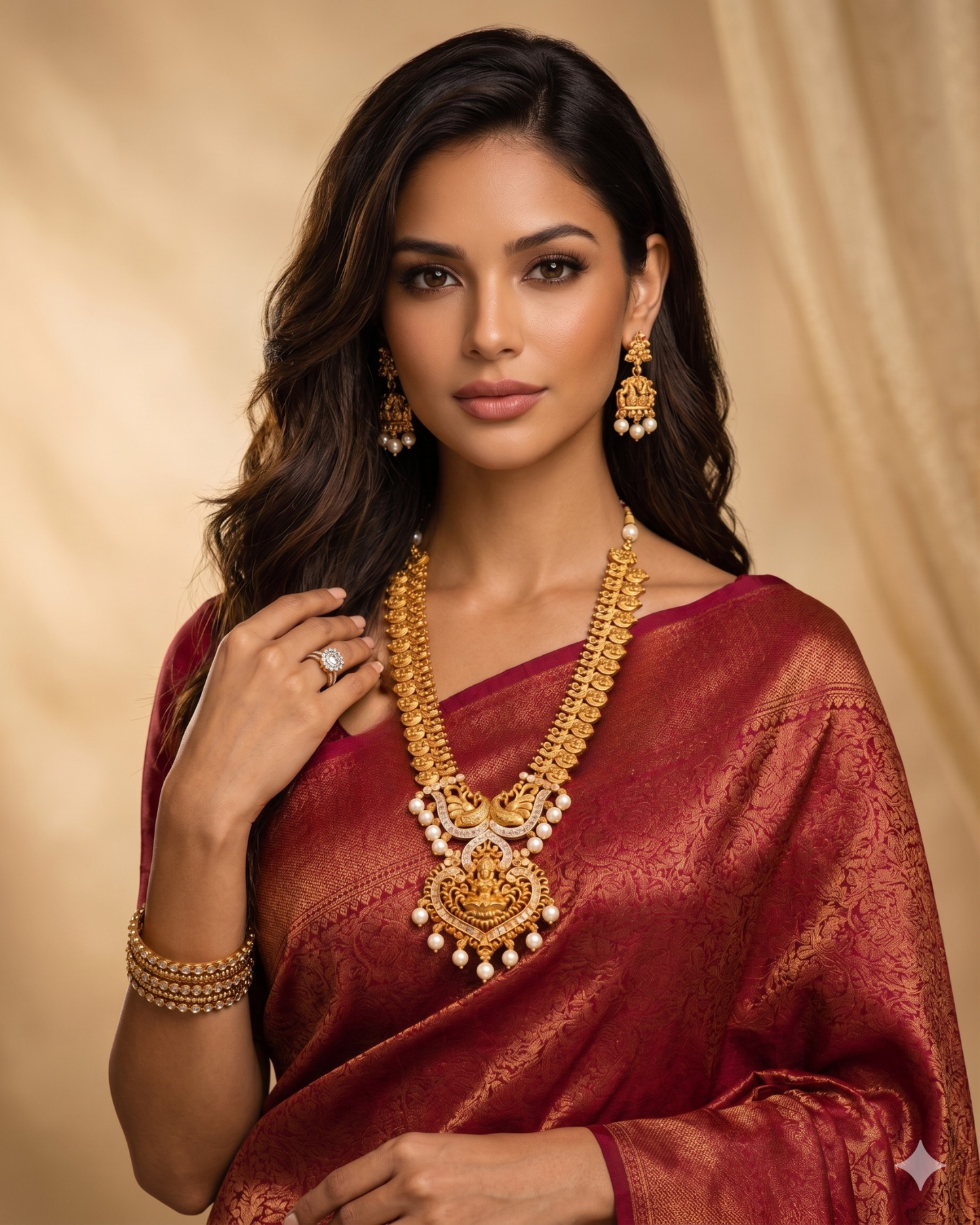 Royal Heritage Gold Necklace Set with Pearl Accents