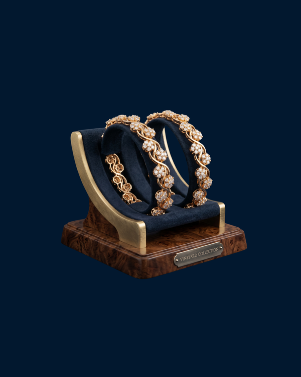 Gold Filigree Bangle Set - Vineyard Collection with Crystal Embellished Bracelets