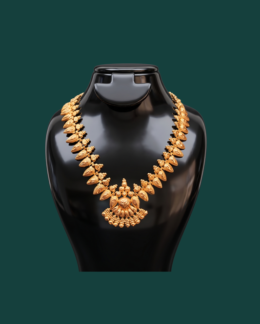 Traditional Gold Mango Mala Necklace with Lakshmi Pendant - Premium Stainless Steel Never-Fade