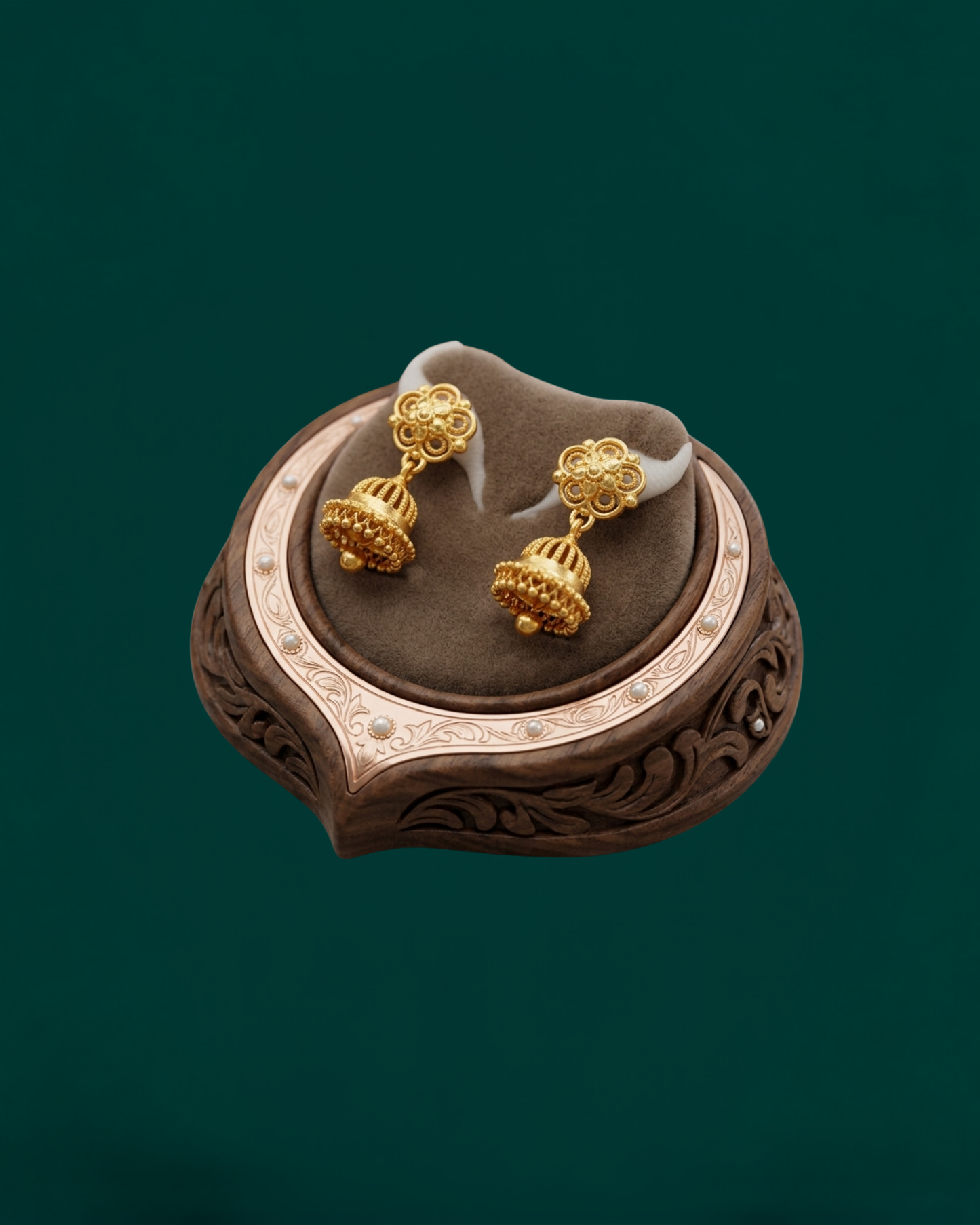 Elegant Gold Jhumka Earrings - Traditional Indian Bell Drop Earrings with Filigree Design