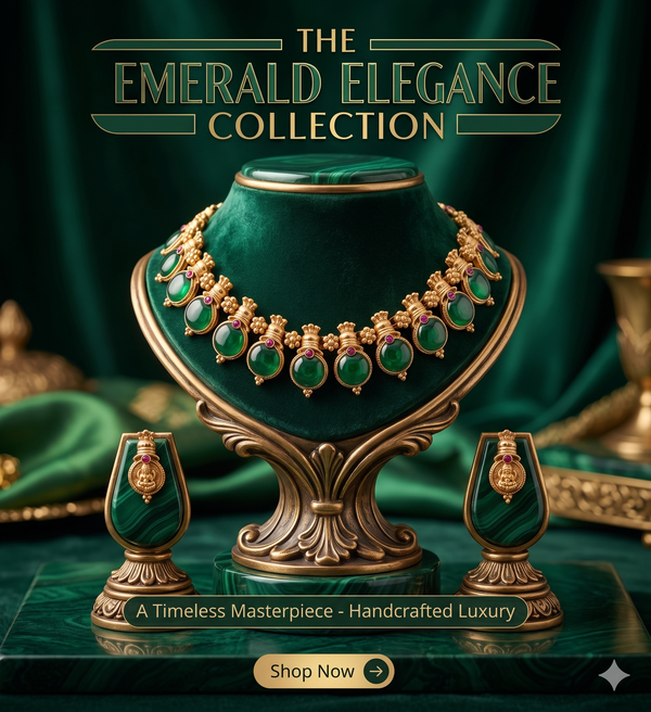 Antique Gold Opulence Necklace Set with Maroon Stone Drops